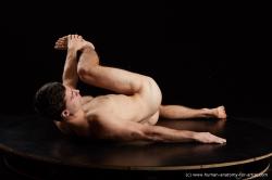 Nude Man White Laying poses - ALL Athletic Short Brown Laying poses - on back Standard Photoshoot Realistic